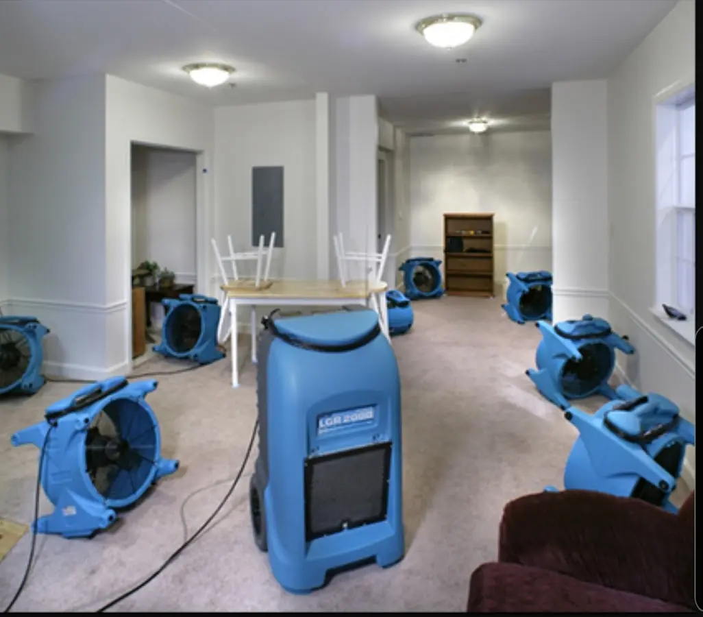 Air movers and dehumidifier setup for Water Extraction & Removal in Waterford